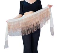 omiinitio Foulard de hanche de danse multifonction Sparklinine Tassels Ceinture Accessoire de mode Convient pour Belly Latin Scène Montrant une chaîne de taille de danse légère, Shallow Coffee, L