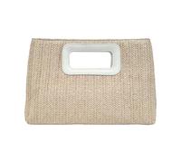 omiinitio Granulés de paille supérieurs Portefeuilles pour femmes Sac de plage Sac de plage Sac à main de soirée Sac à main avec chaîne de soirée, beige