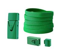 omiinitio Lacets élastiques en polyester avec fermetures - 8 mm de large - 100 cm de long - Pour hommes, femmes, adolescents et enfants, vert, Taille unique