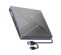 omiinitio Lecteur de graveur de disque externe à vitesse rapide 24x 8X avec port USB 3.0 et port de type C Design portable External Disc Burning Reader