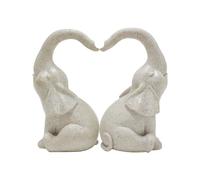 omiinitio Lot de 2 figurines d'éléphant d'amour Statue en résine Sculptures pour l'intérieur et l'extérieur Décoration romantique Anniversaire Sculpture de jardin