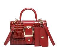 omiinitio Lot de 2 sacs à bandoulière élégants avec motif gaufré Sac à main en cuir PU avec sangle réglable pour le bureau et les loisirs Sac à main adapté aux voyages, rouge