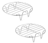 omiinitio Lot de 2 supports à vapeur pour frire à l'air 7 pouces Plateau en acier inoxydable pour le séchage au froid à la vapeur et outil de cuisine de cuisson Pas de porte-friteuse à air STIFE