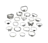 omiinitio Lot de 21 bagues en alliage sans thème sombre pour adolescents et adultes qui recherchent l'individualité et les bijoux de fête mystérieuse