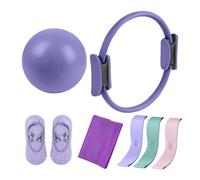 omiinitio Lot de 7 anneaux de pilates essentiels pour le renforcement musculaire et la flexibilité, avec balle d'exercice, bande élastique et accessoires d'entraînement