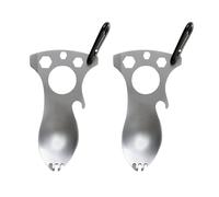 omiinitio Outil multifonction en acier inoxydable 3Cr13 Fourchette Cuillère Fourchette Ustensiles de camping Parfait pour les excursions de survie dans la nature Facile à transporter avec décapsuleur