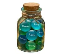 omiinitio Pierre de mer lisse mate dans un verre de bouteille en liège avec mot motivant pour la réflexion quotidienne Méditations Décorations Pierre de verre Confirmation