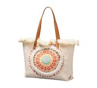 omiinitio Sac Femme Grande Capacité Toile Sac à Glands Sac à Main Tout Correspondance Top Shopping Styles Ethniques Plage Femmes Toile Simple Top Tassels Sac à Main Ethnique, Yx240008 2