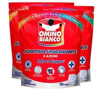 Omino Bianco - Additif Détachant Machine à laver 5 Actions en 1 Hydrocaps, Capsules hydrosolubles pour lessive, Détachant Désinfectant, 3 Paquets x 10 Caps