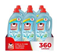 Omino Bianco - Lessive Machine à laver liquide, 360 lavages, respecte les couleurs et les tissus, parfum frais avec essence de mousse blanche, 2400 ml x 6 paquets