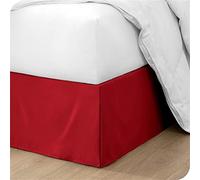 OMIREL Cache-Sommier en Microfibre Douce Brossée Facile d'entretien Jupe de Lit Plissée en Polyester Protège Sommier Textile Qualité Supérieure Premium Belle Et Décorative,Rouge,140 * 200+35cm