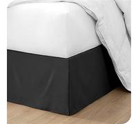 OMIREL Cache-Sommier en Microfibre Douce Brossée Facile d'entretien Jupe de Lit Plissée en Polyester Protège Sommier Textile Qualité Supérieure Premium Belle Et Décorative,Noir,90 * 200+35cm