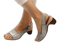 OMIREL Confortable Compensées Sandale À Bout Ouvert Été en Cuir PU Sandales Premium Orthopédiques avec Support Sangle Chaussures Vintage Chaussures de Plage,Argent,US8/EU39