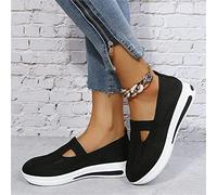 OMIREL Sandale Femme Compensees Été À Bout Fermé en Maille D'été Sandales en Tricot Plateforme Sandales D'été Vintage Mode Chaussures de Plage,Noir,US7/EU37