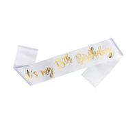 OMISS Écharpe Anniversaire 18 Ans Femme - Écharpe It's My 18th Birthday Blanche et Dorée - Satin Premium - Accessoire Fête 18 Ans (18th)