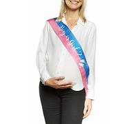 OMISS Echarpe Bicolore Bleu et Rose pour Gender Reveal - Texte : Boy Or Girl ? - Parfaite pour la Future Maman (Boy Or Girl)