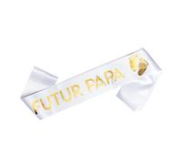 OMISS Echarpe Futur Papa Blanche et Or - Echarpe pour Babyshower ou Fête de Naissance (Futur Papa)