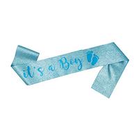 OMISS Echarpe Glitter It's a Boy pour Une Baby Shower Scintillante (Boy Glitter Bleu)