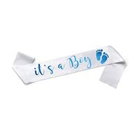 OMISS Écharpe It's a Boy Blanche avec écriture anodisée Bleue pour votre Baby Shower