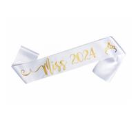 OMISS - Echarpe MISS 2024 pour évènement festif - Echarpe Blanche avec Ecriture Dorée (Miss 2024)