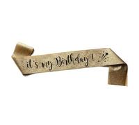 OMISS Echarpe pour Anniversaire en Anglais - A Porter Le Jour J pour Votre Anniversaire (Birthday Glitter Gold)