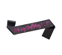 OMISS Echarpe pour Anniversaire en Anglais - A Porter le Jour J pour votre Anniversaire (Birthday Glitter Noir)
