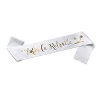 OMISS Echarpe pour Fêter son Départ à la Retraite - Enfin la Retraite - Echarpe Blanche et Or (Blanc)