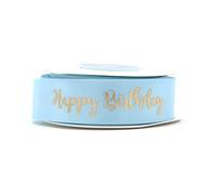 OMISS - Ruban Bleu avec écriture Or - Happy Birthday - Décoration pour Anniversaire (Bleu)