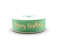 OMISS - Ruban Vert (Green Mint) avec écriture Or - Happy Birthday - Décoration pour Anniversaire (Vert)