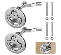 OMISTAR Lot de 2 loquets à came de bateau, loquet de trappe marine, loquet de poignée de tirage affleurant, boucle de sol en acier inoxydable, tirette de levage réglable avec plaque arrière et vis