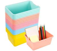 OMISTAR Lot de 20 bacs à livres empilables en plastique pour salle de classe, 29 x 19 x 13 cm