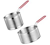 OMJMYY 2 Pièces Panier à Frite, Panier à Pâtes avec Poignée Amovible Passoire Inox Métal Passoire à Pâtes pour Laver Frire Égoutter Poudre Nouille(18/20 cm)