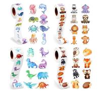 OMJMYY 2000 Pcs Autocollants Animaux Ronds en Rouleau Gommettes Imperméables Adhésif Stickers pour Enfants Bagages Scrapbooking Skateboard Tasse