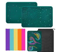 OMJMYY Sensory Activity Board 20 x 29.5cm Planche d'Activité Sensorielle en Silicone Planche Sensorielle Double Face avec Sac Portable et 40 Cordes pour Enfants et Adultes AStress Anxiété TDAH Autisme