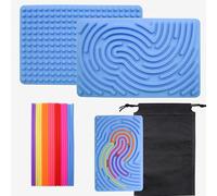 OMJMYY Sensory Activity Board,Planche Sensorielle Double Face,Planche D'activité Sensorielle en Silicone avec Sac de Voyage et 20 Cordes pour TDAH Autisme Anti-Stress Anxiété Adultes Et Enfants De 3
