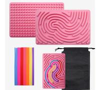 OMJMYY Sensory Activity Board,Planche Sensorielle Double Face,Planche D'activité Sensorielle en Silicone avec Sac de Voyage et 20 Cordes pour TDAH Anti-Stress Anxiété Autisme Enfants De 3 Ans(Rose)