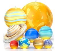 OMKSIH Planètes gonflables du système solaire avec lumières - Jouets scientifiques gonflables - Décoration de chambre de garçon - Espace de plafond - 9 planètes géantes suspendues - Cadeaux