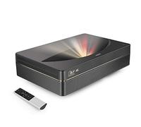 OMMC Projecteur de cinéma maison 4K UHD Laser TV | Luminosité 2500 ANSI Lumens | Portée ultra courte | Barre de son intégrée | Système Android intelligent | 3 G de RAM + 64 Go de stockage