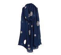 Ommda Foulard Femme Impression de points Echarpe Coton Lin Châle Doux Foulard Tour de cou Femme 90x180cm Marine