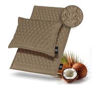 OMNANA® Tapis d'acupression avec coussin - Remplissage en fibre de coco & housse en lin - Tapis de massage durable pour la détente & la stimulation de la circulation sanguine - Tapis de yoga à clous
