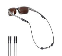 Omnful Lot de 2 sangles de lunettes réglables sans queue autour du cou, cordon de lunettes de soleil pour homme et femme - Cordon de fixation de lunettes, chaîne, sangles en corde (2 pièces, noir,