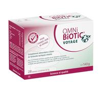 OMNi BiOTiC VOYAGE | 28 sachets (140g) | 10 souches bactériennes | 5 milliards d’UFC par dose journalière | En poudre | Végétalien | Sans gluten | Sans lactose | Pour une utilisation quotidienne
