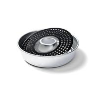Omnia Plateau de Cuisson Perforé pour Four, Revêtement Anti-Adhésif en Céramique, Acier au Carbone, Forme Ronde, Noir, 1 Pièce