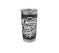 Omnia Vincit Amor Latin Script Love Citation Gobelet isotherme en acier inoxydable double paroi