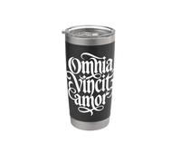 Omnia Vincit Amor Love Will Prevail Gothic Script Gobelet isotherme en acier inoxydable double paroi