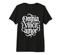 Omnia Vincit Amor Love Will Prevail Gothic Script T-Shirt Haut de Gamme