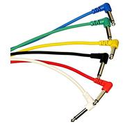 OmniaLaser - Câble audio jack mono à angle 6,3 mm pour guitare basse batterie planole pédalier - Coloré - 6 pièces 1 mètre