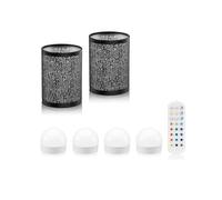 Omniance Séraphine Lampe de Table LED Rechargeable Sans Fil avec Télécommande - Alimentée par Piles, Intensité Variable, Changement de Couleur, Sans Fil pour Restaurants, Bars & Maisons (Noir, 2