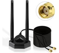 Omnidirectional WiFi Antenna 2.4G/5.8G Desktop Router Signal Repeater Antenna Dual Base Magnetic with RP-SMA Extension Cable 200cm for WiFi Cards PCI Card