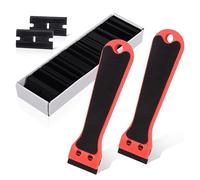 Omnikryp 2 Grattoir Plaque Vitrocéramique, Grattoir Plastique avec 100 Raclettes, Long Manche Scraper pour Carrelage, Grattoir a Dejointer Carrelage, pour Enlever les étiquettes